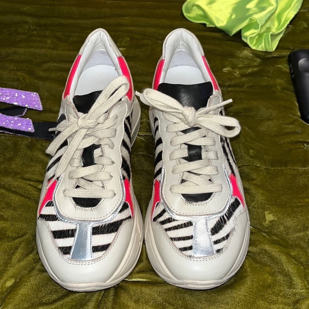 Steve Madden hot pink, cream and zebra platform sneaker